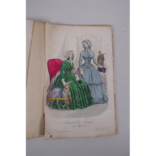 8 - A C19th French fashion catalogue with hand coloured plates, circa 1840, AF, 16 x 25cm