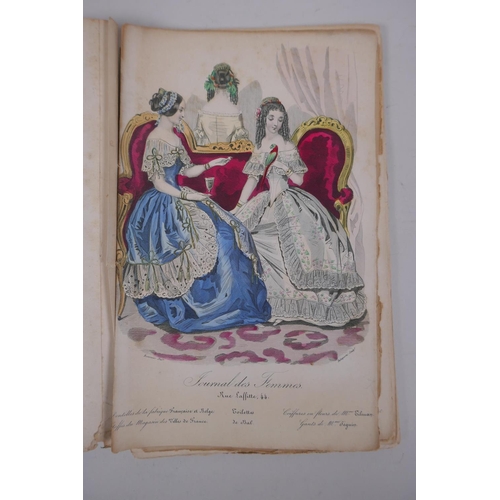 8 - A C19th French fashion catalogue with hand coloured plates, circa 1840, AF, 16 x 25cm