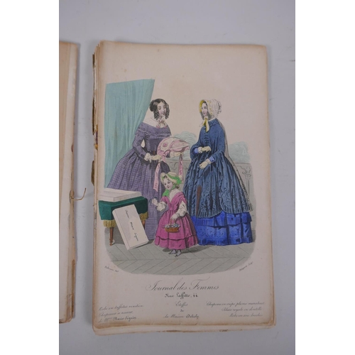 8 - A C19th French fashion catalogue with hand coloured plates, circa 1840, AF, 16 x 25cm