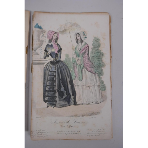 8 - A C19th French fashion catalogue with hand coloured plates, circa 1840, AF, 16 x 25cm