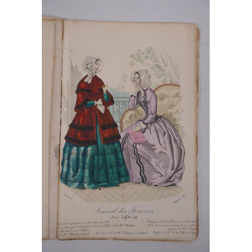 8 - A C19th French fashion catalogue with hand coloured plates, circa 1840, AF, 16 x 25cm