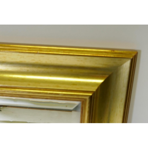 1120 - A contemporary gilt framed wall mirror with bevelled glass, 59 x 76cm