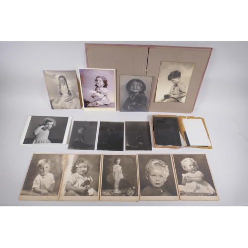 303 - A collection of glass plate negative portraits and photographic prints of children by Marcus Adams, ... 