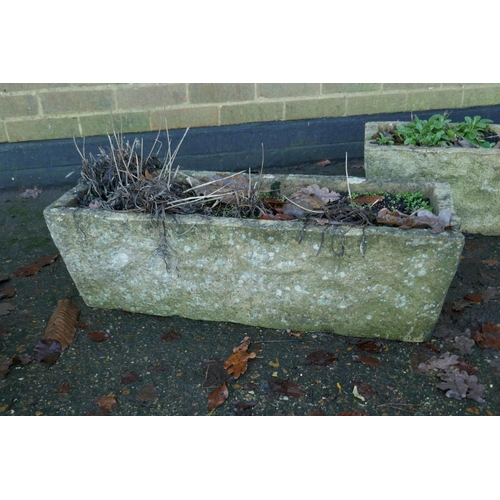 1058 - Three concrete garden planters, 76 x 28, 23cm high