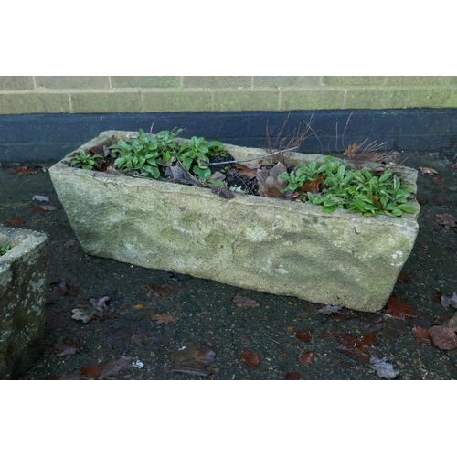 1058 - Three concrete garden planters, 76 x 28, 23cm high