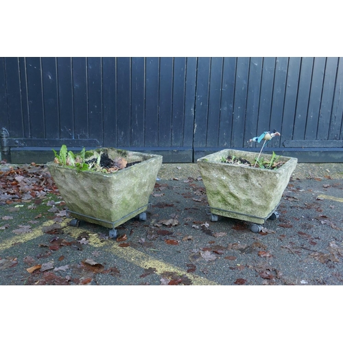 1059 - A pair of concrete garden planters, 44 x 44cm, 30cm high