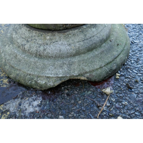 1062 - A reconstituted stone bird bath, 90cm high, 54cm diameter, AF