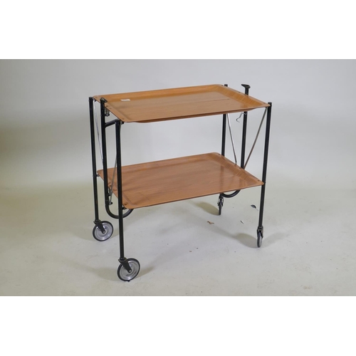 1086 - A mid century Simplus foldaway hostess trolley, 60 x 43 x 67cm