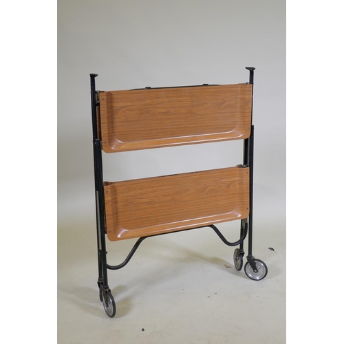 1086 - A mid century Simplus foldaway hostess trolley, 60 x 43 x 67cm