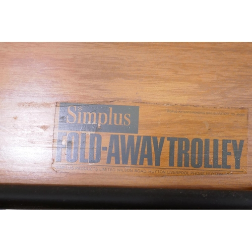 1086 - A mid century Simplus foldaway hostess trolley, 60 x 43 x 67cm