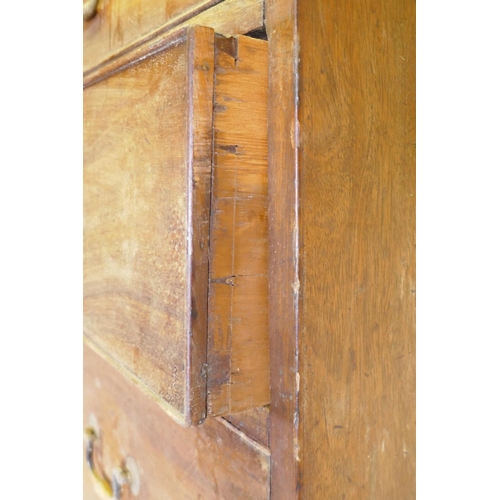 1092 - A George III mahogany chest on chest, the upper section with dentil cornice over two + three drawers... 