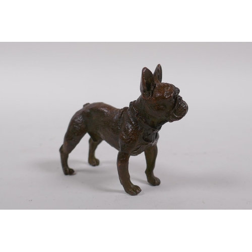 132 - A miniature cast bronze French bulldog, 7cm long