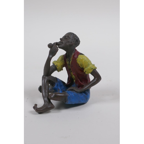 145 - A Vienna style cold painted bronze of a pipe smoker, 6cm high