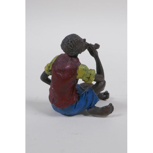 145 - A Vienna style cold painted bronze of a pipe smoker, 6cm high