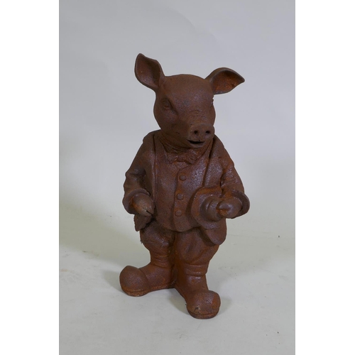 159 - A cast iron figure of Pigling Bland, 44cm high