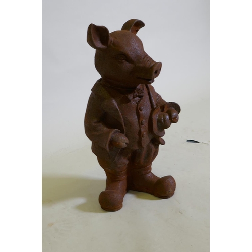 159 - A cast iron figure of Pigling Bland, 44cm high