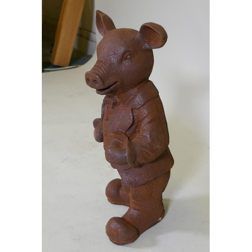 159 - A cast iron figure of Pigling Bland, 44cm high