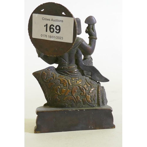 169 - A bronze figure of Ganesh, 12cm high