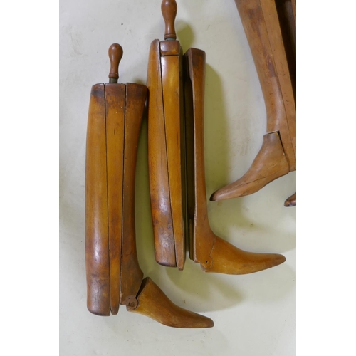 171 - Two pairs of antique boot jacks, largest 60 cm long including handle