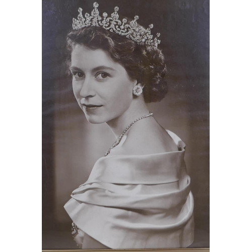 174 - Yousuf Karsh, (Canadian, 1908-2002), Queen Elizabeth II, photographic print 1951, in a gilt frame, a... 