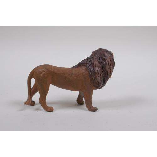 177 - A Bergman style cold painted bronze figure of a lion, 10cm long