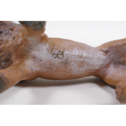 177 - A Bergman style cold painted bronze figure of a lion, 10cm long