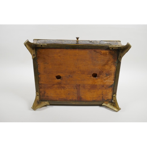 20 - A C19th boule work desk tray with single drawer, AF, 30cm x 24cm