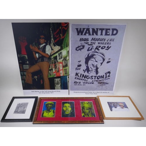 201 - A collection of Bob Marley memorabilia including photographs, prints etc, largest 40 x 60cm