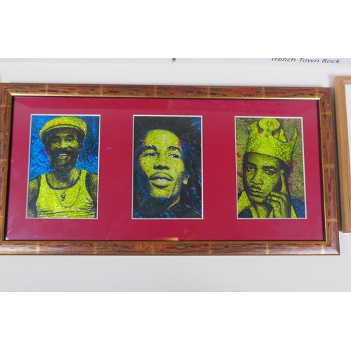 201 - A collection of Bob Marley memorabilia including photographs, prints etc, largest 40 x 60cm