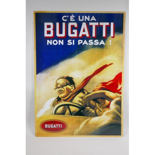 229 - A replica metal Bugatti advertising sign, 50 x 70cm