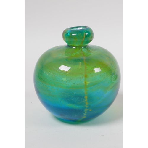 237 - Five glass paperweights including a Caithness 'Blue Octavia', and a swirled art glass scent bottle, ... 