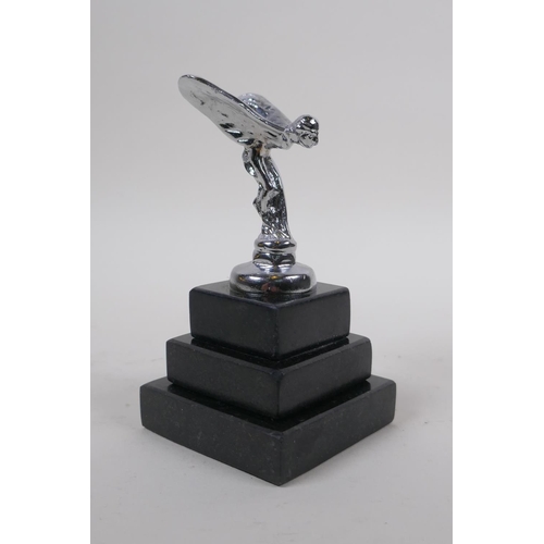 239 - After Charles Robinson Sykes, a chromed metal model of the Spirit of Ecstasy, 12cm high