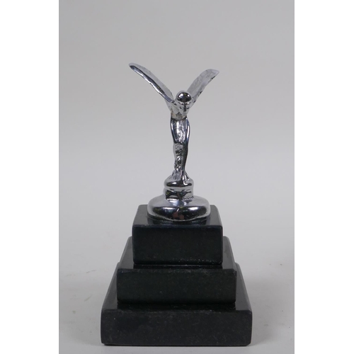 239 - After Charles Robinson Sykes, a chromed metal model of the Spirit of Ecstasy, 12cm high