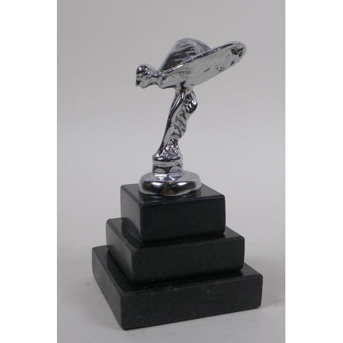 239 - After Charles Robinson Sykes, a chromed metal model of the Spirit of Ecstasy, 12cm high