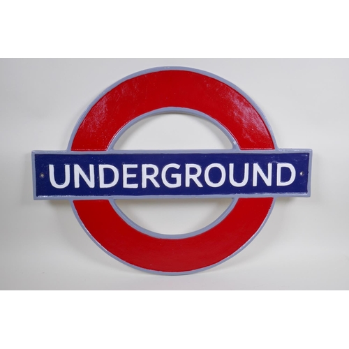 247 - A painted cast iron London Underground sign, 60 x 45cm