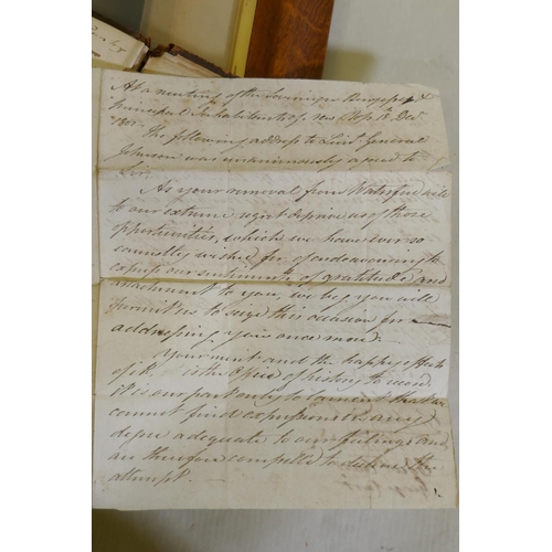 281 - Of Irish interest, an C18th book, hand written in copperplate script with transcripts of letters and... 