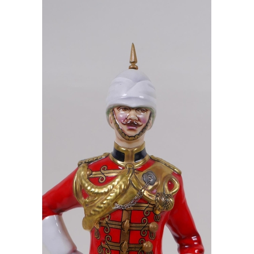 291 - Michael Sutty, porcelain military figure, No 23 Governors Bodyguard Madras initialled NS or SN, 29cm... 