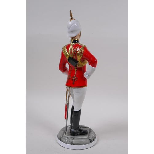 291 - Michael Sutty, porcelain military figure, No 23 Governors Bodyguard Madras initialled NS or SN, 29cm... 