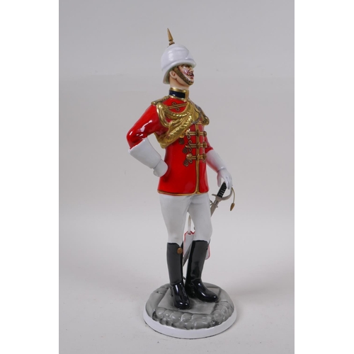 291 - Michael Sutty, porcelain military figure, No 23 Governors Bodyguard Madras initialled NS or SN, 29cm... 