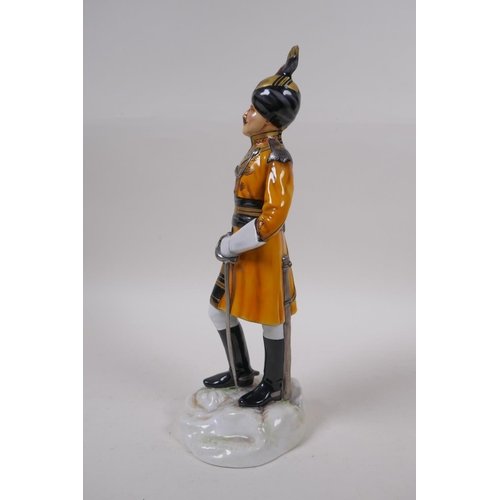 294 - Michael Sutty, porcelain military figure No 31, Skinner's Horse, initialled LS