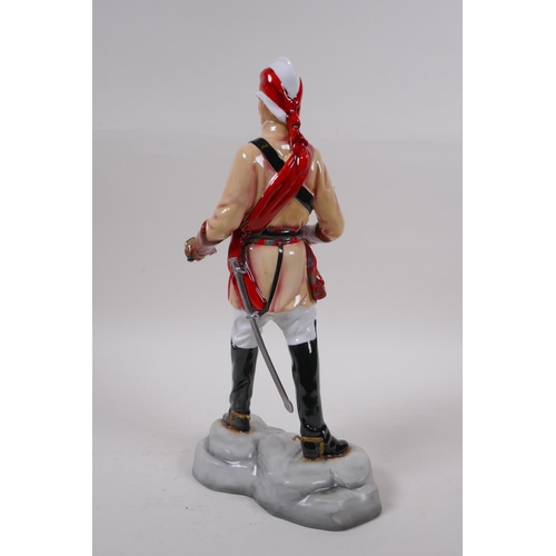 297 - Michael Sutty, porcelain military figure, limited edition No 24/1000, Hodson's Horse, initialled MD,... 