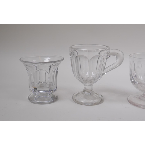 44 - A collection of eight C19th and C20th jelly/custard glasses with slice and etched glass decoration, ... 