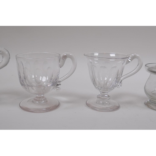 44 - A collection of eight C19th and C20th jelly/custard glasses with slice and etched glass decoration, ... 