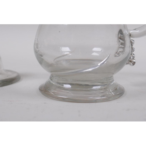 44 - A collection of eight C19th and C20th jelly/custard glasses with slice and etched glass decoration, ... 