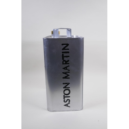 47 - A painted metal gas can decorated with the Aston Martin insignia, 34cm high