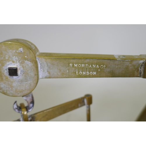 52 - S. Mordan & Co, London, a set of brass postal scales complete with brass weights and later metri... 