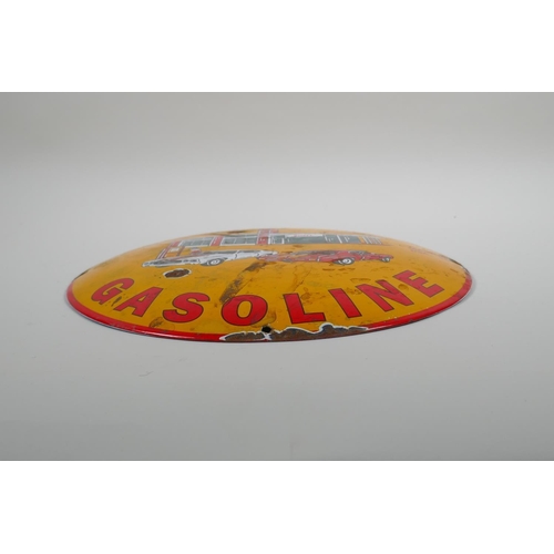 56 - A vintage style convex enamel advertising sign for Shell, 30cm diameter