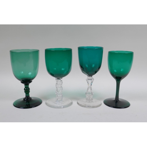 64 - Five 1940s Thomas Webb coloured cocktail glasses and a quantity of other early C20th coloured cockta... 