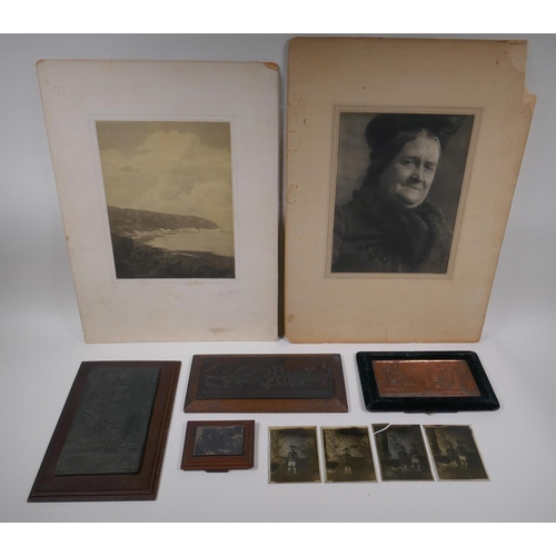 72 - Frank H. Read, studio archive south coast landscape photo, and a portrait of a woman, both early C20... 