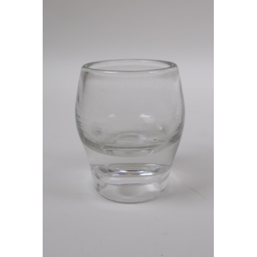 8 - Three C19th handblown firing glasses, largest 10cm high